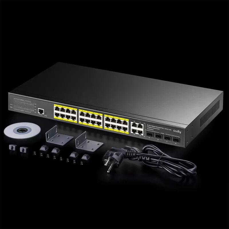 Managed Switch Cudy GS2028PS4 L2 Gigabit Ethernet 24 Ports PoE 1U Schwarz