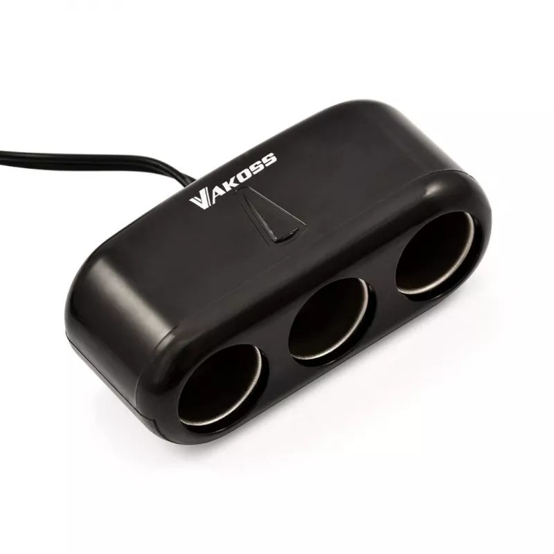 Auto-Zigarettenanzünder-Verteiler VAKOSS TP-3263CK — 1-auf-3 12V Stromanschluss-Adapter, 3A Ausgang, schwarz