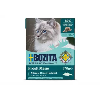 BOZITA Fresh Menu Schellfisch in Gelee - Nassfutter für Katzen - 370g
