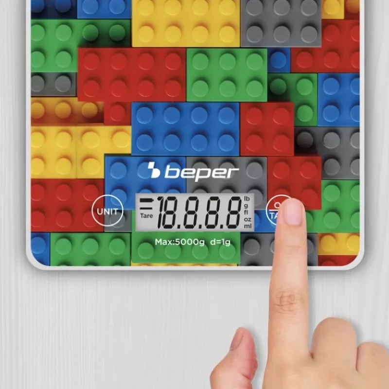 Küchenwaage Beper P102BIL005 – digital, 5 kg, 1 g, bunte Steine