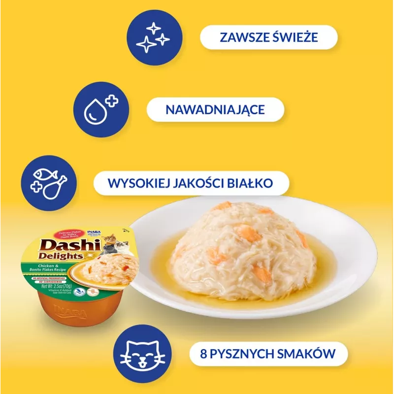 INABA Dashi Delights Huhn mit Bonitoflocken in Brühe - Katzenleckerli - 70g