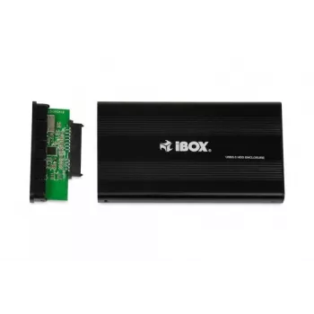 HDD-Gehäuse IBOX HD-02 Schwarz für 2,5-Zoll-SATA-Laufwerke, USB 3.2 Gen 1 (Typ A), ein Einschub, Metall