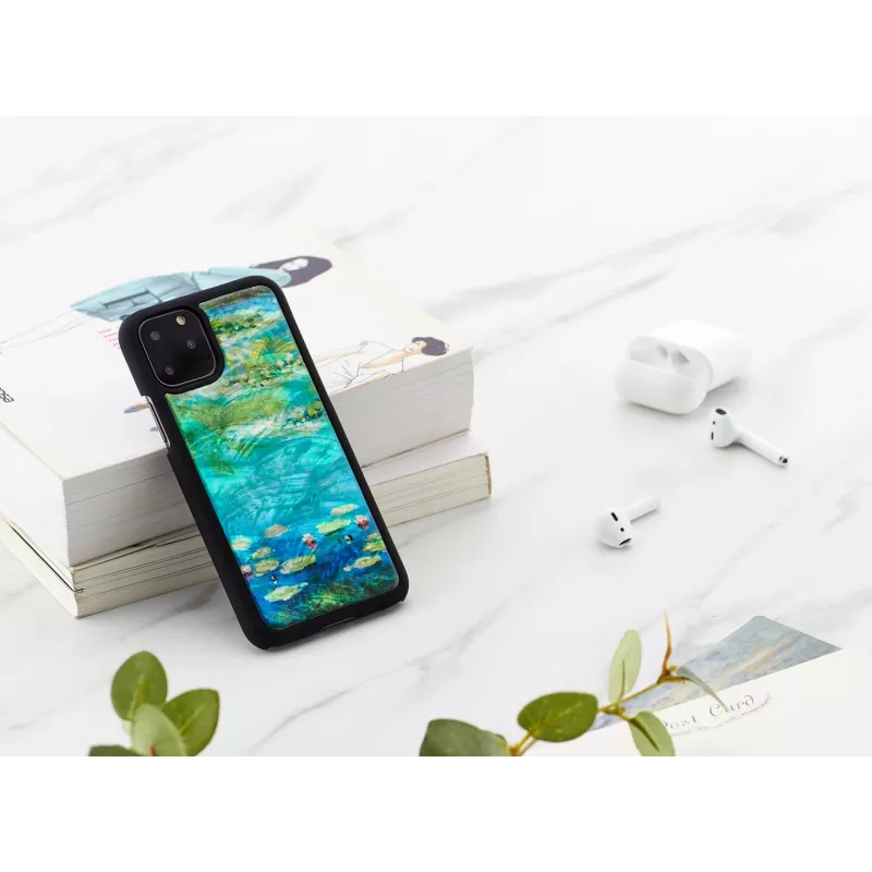 Smartphone-Hülle iKins für iPhone 11 Pro — Seerosendesign, schwarz