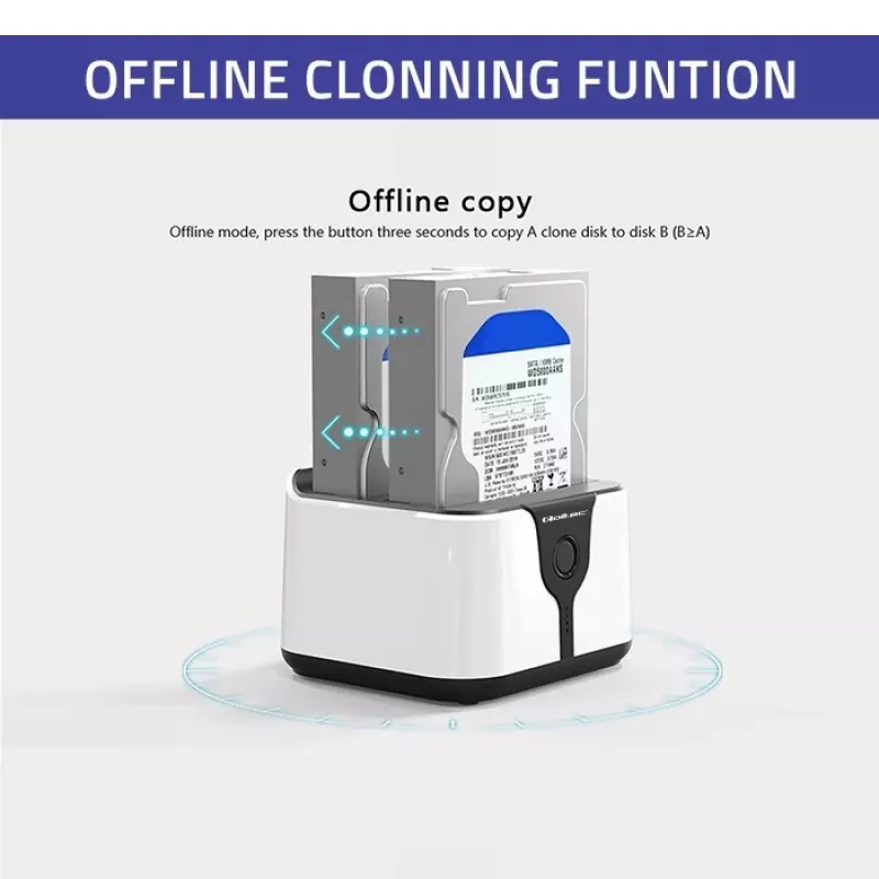 Qoltec 50309 HDD SSD 2.5 3.5 Dockingstation | SATA III | USB 3.0 | Super Speed 5 Gb/s | mit Klonfunktion