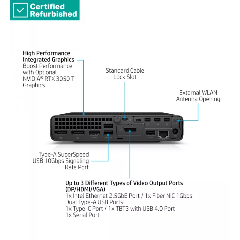RENEW SILVER HP Elite 800 G9 Mini - i5-14500T, 16GB, 512GB SSD, USB-Maus, Win 11 Pro, 1 Jahr