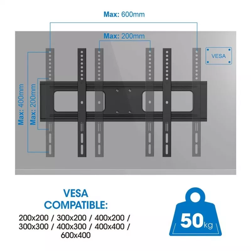 Manhattan Outdoor-Wandhalterung für Fernseher und Monitore, voll beweglich, für 37-65-Zoll-Bildschirme, VESA 200x200-600x400 mm, bis 50 kg, wetterfest, schwarz