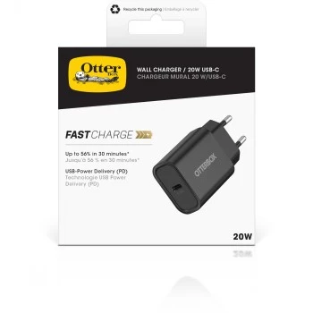 Wandladegerät OTTERBOX 20W USB-C mit USB Power Delivery, Schwarz (78-81338)