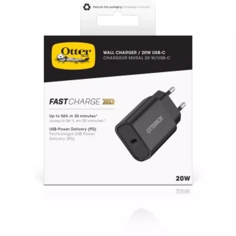 Wandladegerät OTTERBOX 20W USB-C mit USB Power Delivery, Schwarz (78-81338)