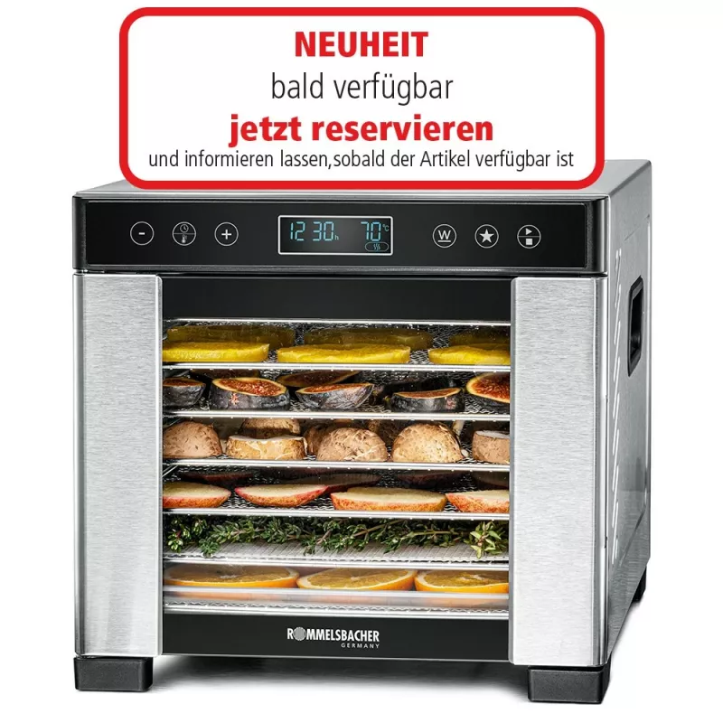Dörrautomat Rommelsbacher DA 650 600 W Edelstahl, 0,5 m², 35–75 °C, 7 Einschübe