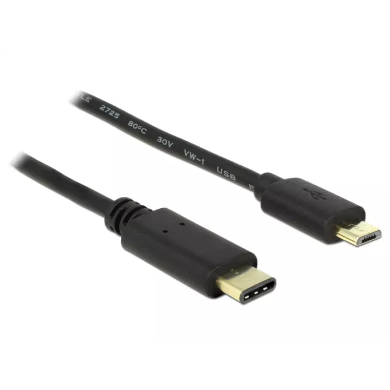 USB-Kabel DeLOCK 2m USB2.0-C USB2.0 Micro-B Schwarz
