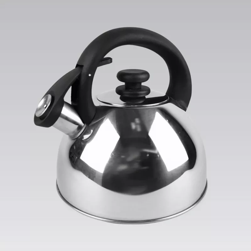 Wasserkocher Maestro MR1302 Edelstahl 2,5 L, induktionsgeeignet, Klappdeckelpfeife, schwarzer Griff