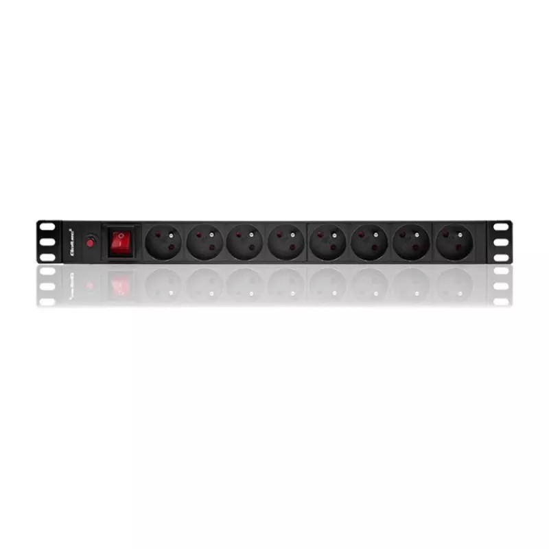 Qoltec 53996 Steckdosenleiste für RACK 19 | 1U | 16A | PDU | 8xFRANZÖSISCH | 2m