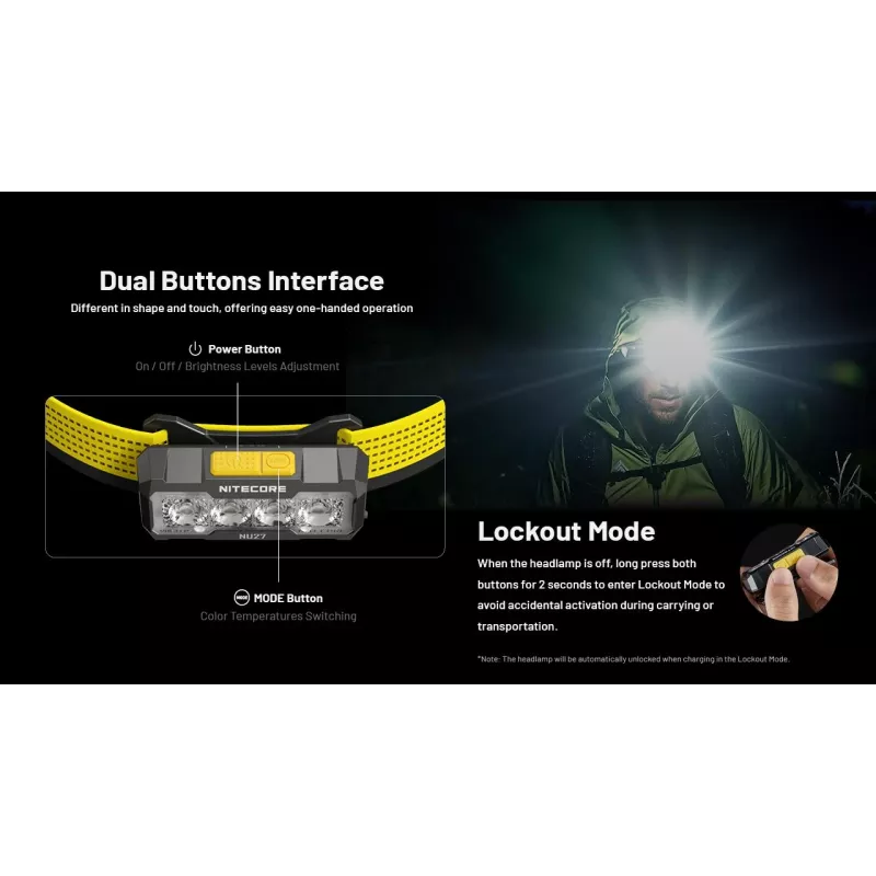 Nitecore NU27 Stirnlampe Schwarz, Gelb LED-Stirnlampe