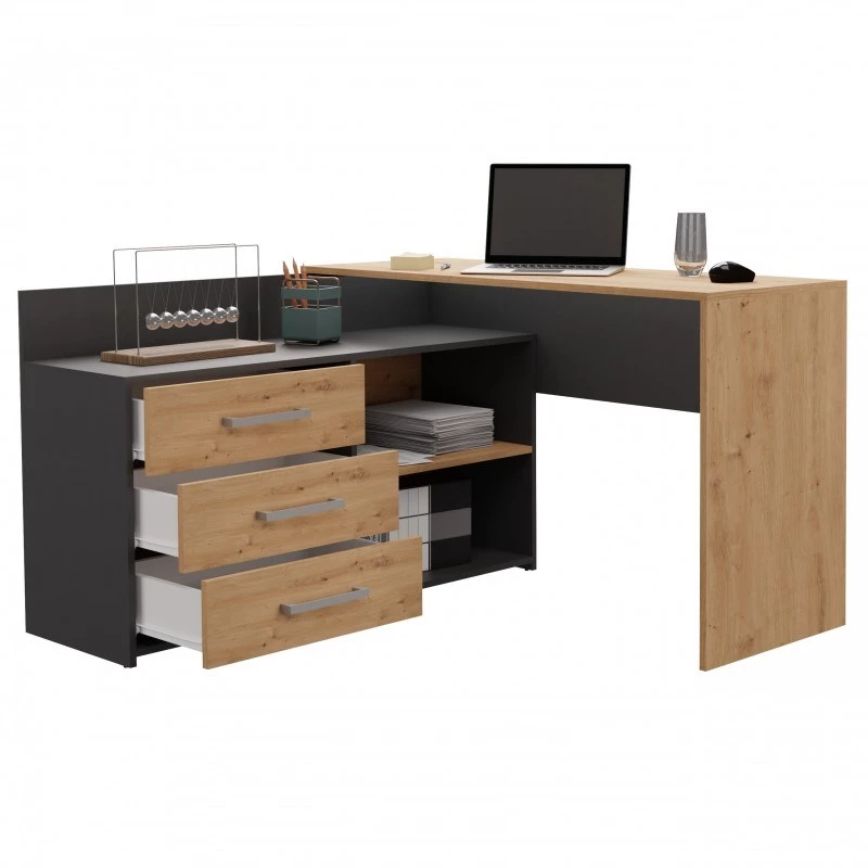 Eck-Computertisch Topeshop DANY ANT/ART KPL L-Form Spanplatte