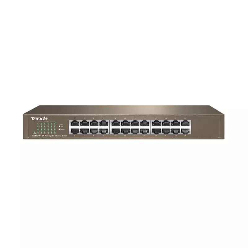 Unmanaged Switch TENDA TEG1024D 24-Port Gigabit Ethernet, 48 Gbps, 8000 MAC-Tabelle, blau