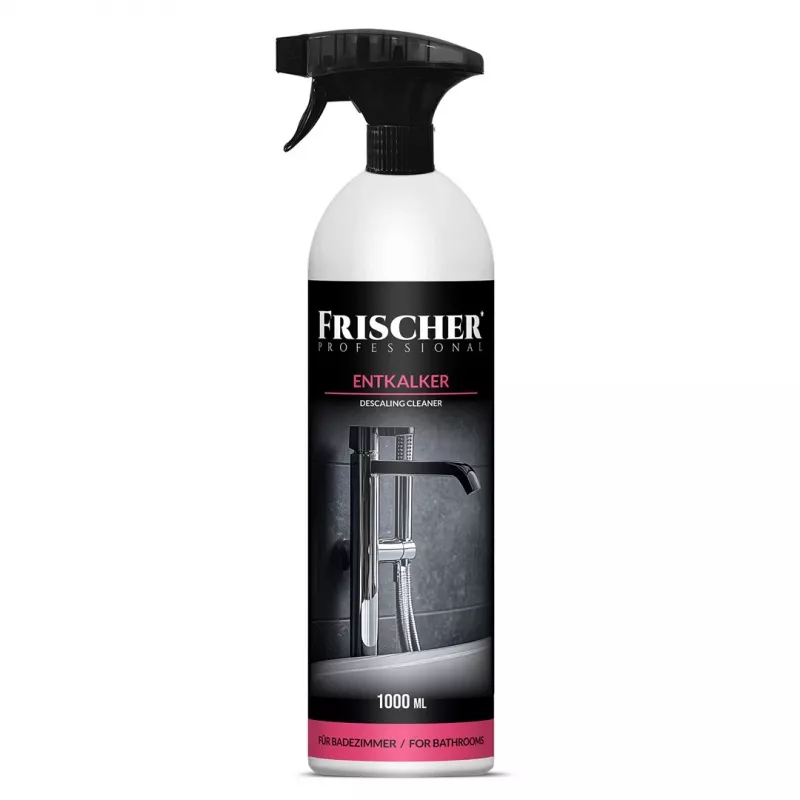 Badentkalker FRISCHER FR00232_1000 flüssiger Kalk- und Ablagerungsentferner für Sanitäroberflächen, 1 Liter Sprühflasche