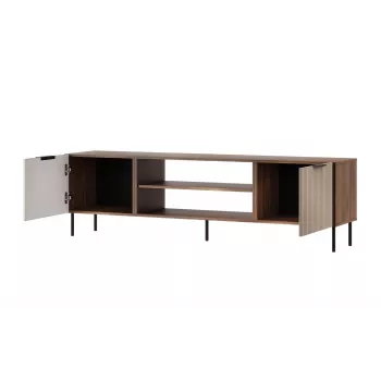 TV-Schrank Cama ALMERA 180,5×42×52,5 cm Nussbaum/Cashmere – Spanplattenoberfläche, Nussbaum-Rahmen