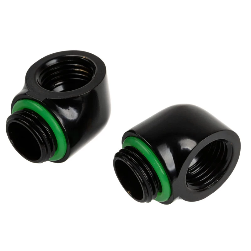 Adapter 90° G1/4 Zoll Außengewinde auf G1/4 Zoll Innengewinde, BitsPower Touchaqua, 2er-Pack, schwarz