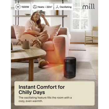 Keramik-Heizlüfter Mill FH1500Schwarz 1500 W für Räume bis 22 m², schwarz