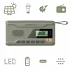 Tragbares UKW-Radio MANTA RDI401G mit Solarpanel, Dynamokurbel, 4000–4500 mAh Akku, 5 V USB-Ausgang, 3 W, Taschenlampe