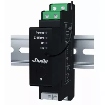 Rollladensteuerung Shelly Wave Pro Shutter, schwarz, Kunststoffgehäuse, 110–240 V AC, 50–60 Hz, 0,3 W, 19×69×94 mm
