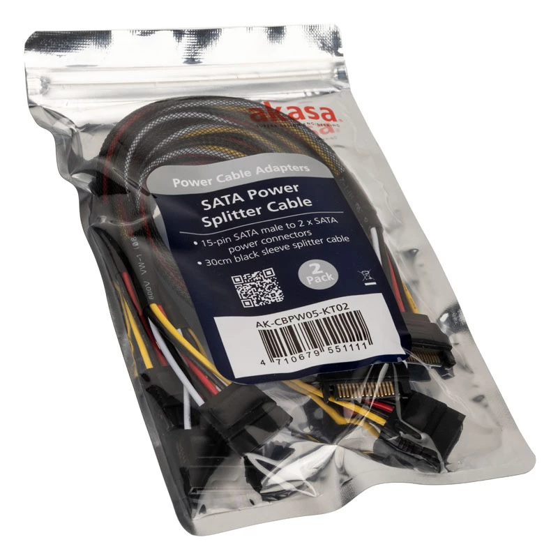 Akasa SATA power Y-Kabel - 30cm 2er-Pack - Kabel - Digital/Daten