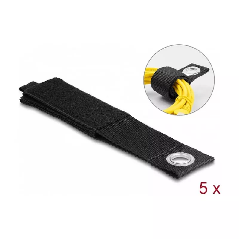 DeLOCK Heavy-Duty Klettband 508x50mm schwarz 5 Stück