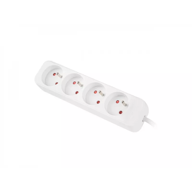 Steckdosenleiste 1,5 m, weiß, 4 Steckdosen, Kabel aus massivem Kupfer