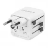 Universeller Reiseadapter GEMBIRD TPA-INT-01-W — Eingang 100–250 V, Typ-G-Stecker, kompakte Abmessungen 84×56×85 mm