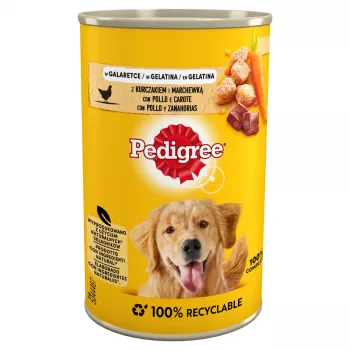 Nassfutter für Hunde Pedigree Karotte & Huhn Adult in Dose 400 g — ausgewachsene Hunde, 82,5 % Feuchtigkeit