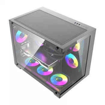 Computergehäuse DarkFlash B275 PRO (schwarz) mit 6 vorinstallierten Lüftern