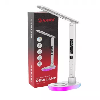 Tischleuchte Hawk HW-LAMP03 Weiß RGB — verstellbare LED-Schreibtischlampe mit RGB-Beleuchtung