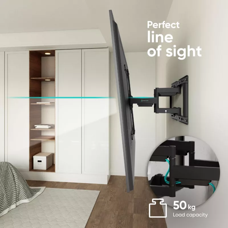 TV-Bodenständer ONKRON SM6-B für 32-Zoll–90-Zoll-Bildschirme, 50 kg Tragfähigkeit, VESA 200x200–600x400, Neigung -10–5°, Schwenkbereich 40°