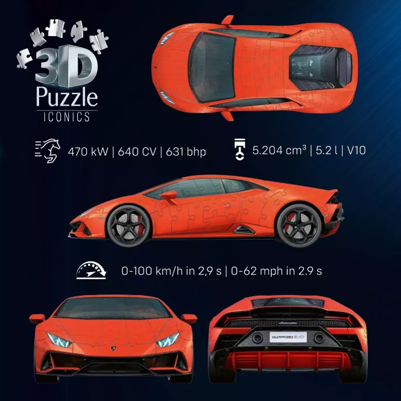 3D Puzzle Ravensburger Lamborghini Huracan EVO — 158 Teile, Maßstabsmodellbau