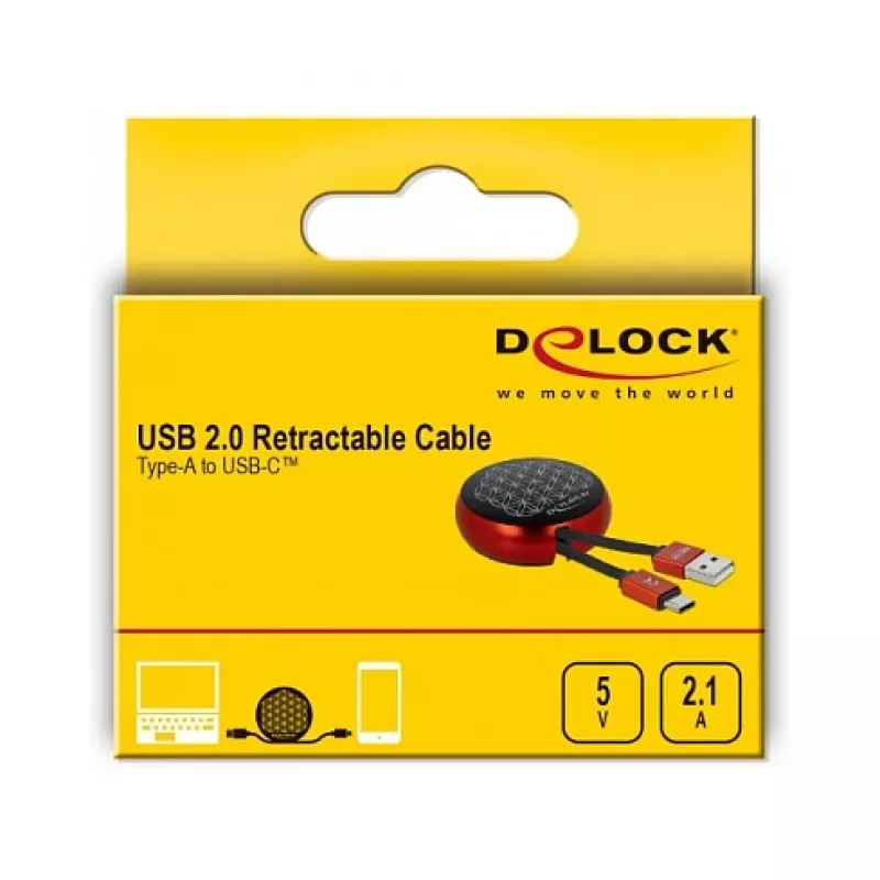 Einziehbares Kabel DeLOCK USB 2.0 Typ-A auf USB-C™ 85819