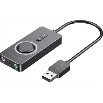 Externe USB 2.0 Audiokarte Vention CDRBF — 16-Bit, 44,1–48 kHz, USB-betrieben, 1 m Kabel, Line-In/Line-Out