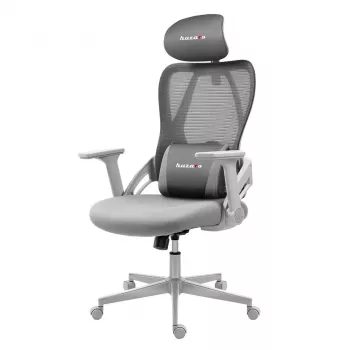 Gaming-Stuhl huzaro Combat 2.7 — ergonomischer Stoff-Gaming-Sessel, grau, Mesh-Rückenlehne, höhenverstellbar, Neigemechanismus, 120 kg max.