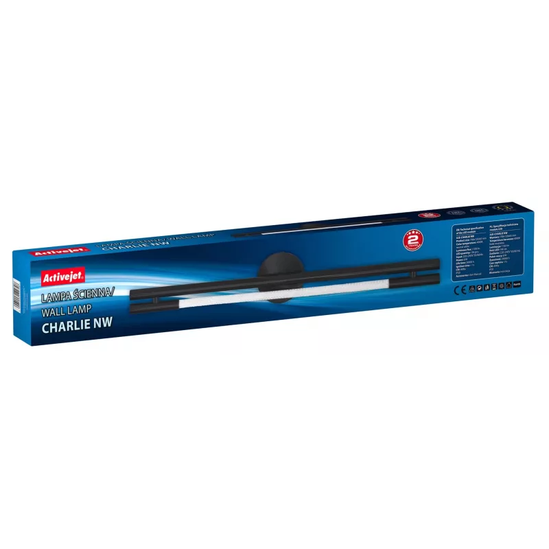 LED-Wandleuchte ActiveJet AJE-CHARLIE NW, 1100 lm, 4000 K, 8 W, Schwarz, 798×120×65 mm