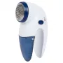 Fusselrasierer CLATRONIC TC 3759 – batteriebetrieben 2×AA, Edelstahlklinge und -folie Ø45 mm, blau/weiß