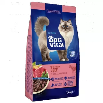 OPTIVITAL Mit frischem Rindfleisch - Trockenfutter für Katzen - 1,4kg