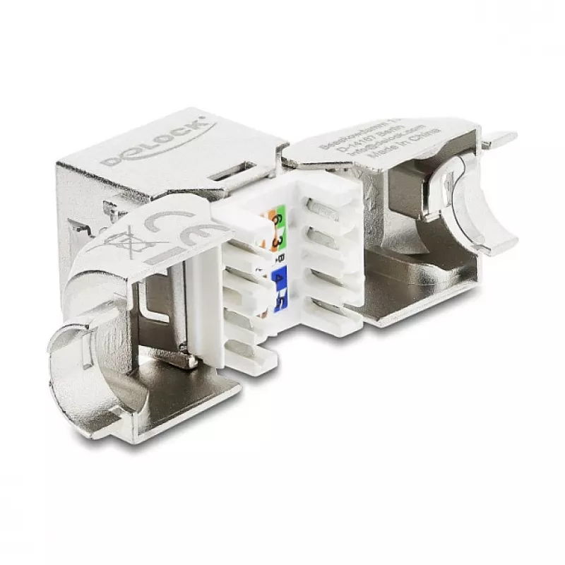 DELOCK Keystone-Modul RJ45-Buchse zu LSA Cat.6A werkzeugfrei 45° abgewinkelt geschirmt mit Metallverrastung