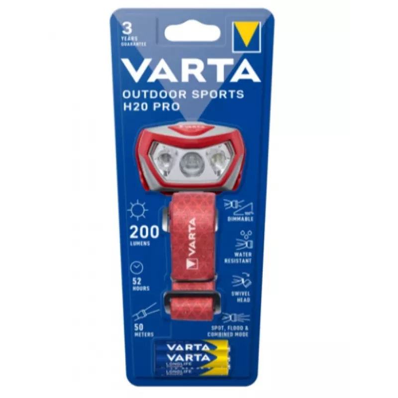 Stirnlampe Varta Outdoor Sports H20 Pro Grau Rot
