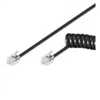Wentronic Goobay Telefon-Hörerspiralkabel CCA (kupferkaschiertes Aluminium), Schwarz, 7 m – RJ10-Stecker (4P4C) auf RJ10-Stecker (4P4C) (68003)