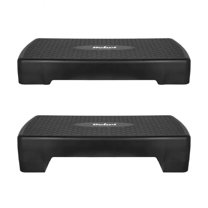 Fitness Step Rebel Active 2-stufig, Polypropylen, rutschfeste Oberfläche, 680×280 mm, unterstützte Höhenverstellung
