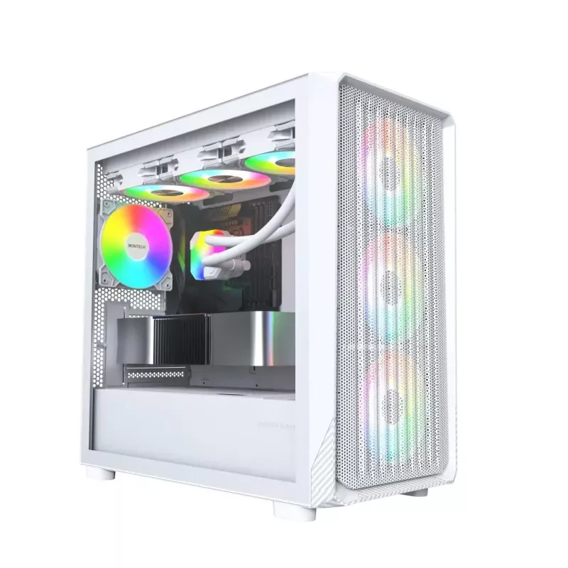PC-Gehäuse Montech X5M (W) Micro Tower, Weiß — Micro-ATX/Mini-ITX, unterstützt ATX-Netzteile, 3x120 mm vorne, 1x120 mm hinten, 2x 3,5-Zoll-Schächte, 4x 2,5-Zoll-Schächte