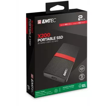 SSD Emtec 2 TB Schwarz USB Type-C 3.2 Gen 1 X200