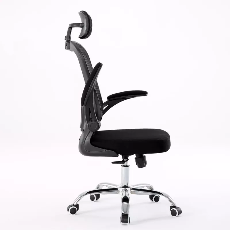 Bürostuhl top e shop DORY CZERŃ — gepolsterte Sitzfläche, Netzrückenlehne, 650×620 mm, Höhe bis 122 cm