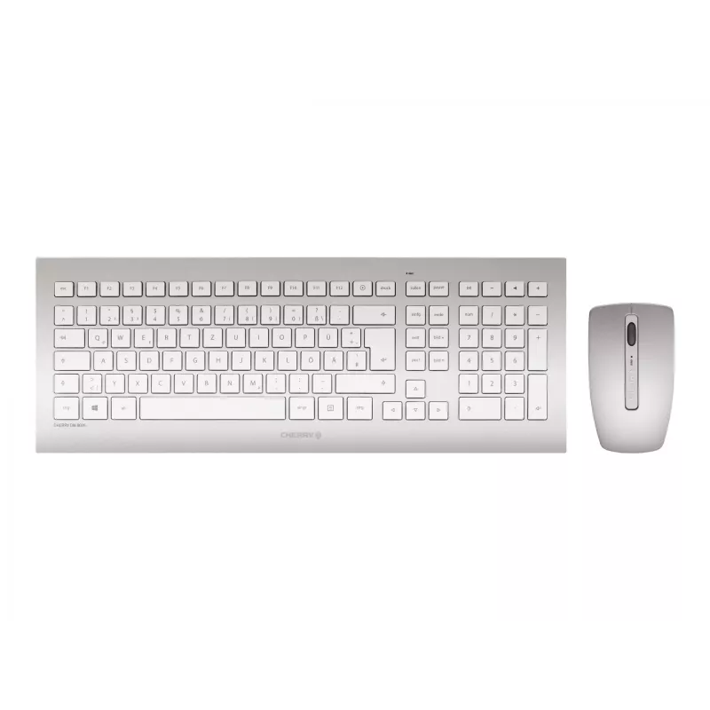 CHERRY DW 8000 Tastatur Maus enthalten Office RF Wireless QWERTZ Deutsch Silber, Weiß