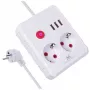 Steckdosenleiste MACLEAN MCE387 W — 2 Steckdosen, 3×USB A, 110–240 V, 2500 W, 1,5 m Kabel, weiß