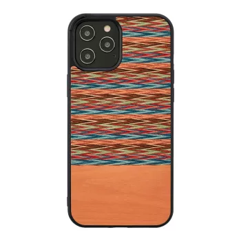Schutzhülle man and wood für iPhone 12 Pro Max — braunes Karomuster mit schwarzen Akzenten